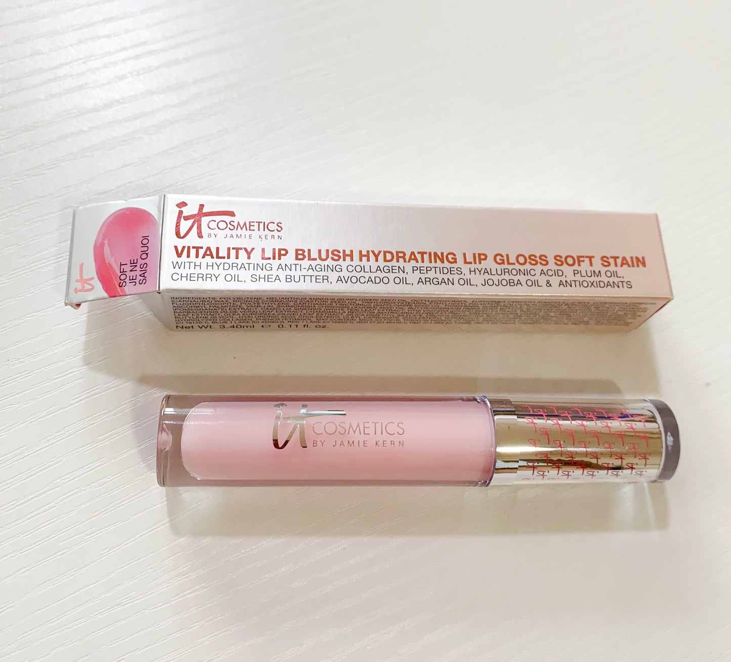 IT Cosmetics Vitality Lip Flush Hydrating Lip Gloss Soft Stain #Soft Je Ne Sais Quoi