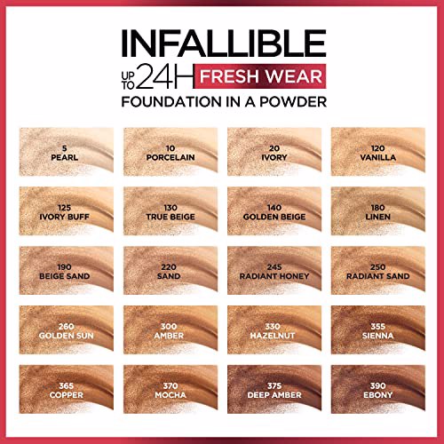 L'Oreal Paris Infallible 24H Fresh Wear Powder Foundation, Matte Waterproof Finish #120 vanilla