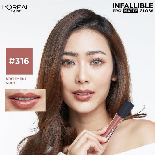 L'Oreal Paris Infallible Lip Pro Matte Lip Gloss, #316 Statement Nude, 0.21 fl. oz.