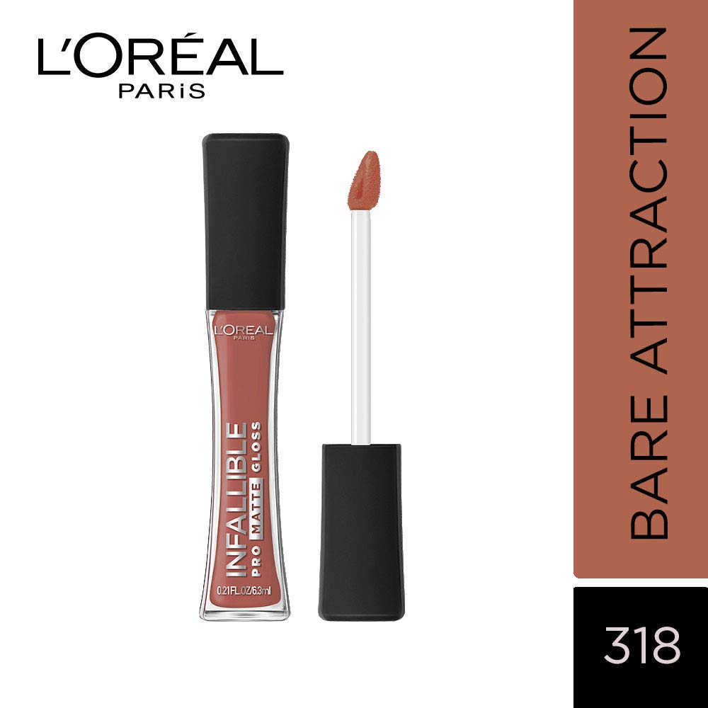 L'Oreal Paris Infallible Lip Pro Matte Lip Gloss, #318 Bare Attraction , 0.21 fl. oz.