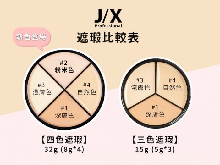 J/X professional Cover Cream Foundation 四色遮瑕粉底膏 32g
